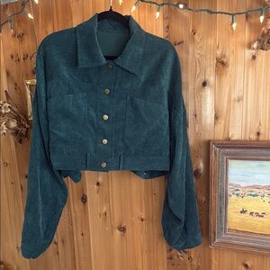 Corduroy Forest Green Cropped Jacket